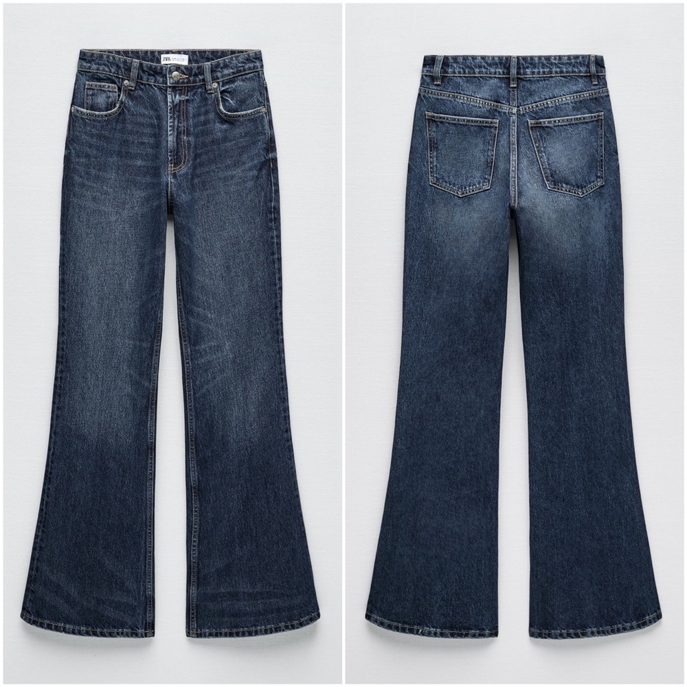 ZARA FULL LENGTH FLARE JEANS